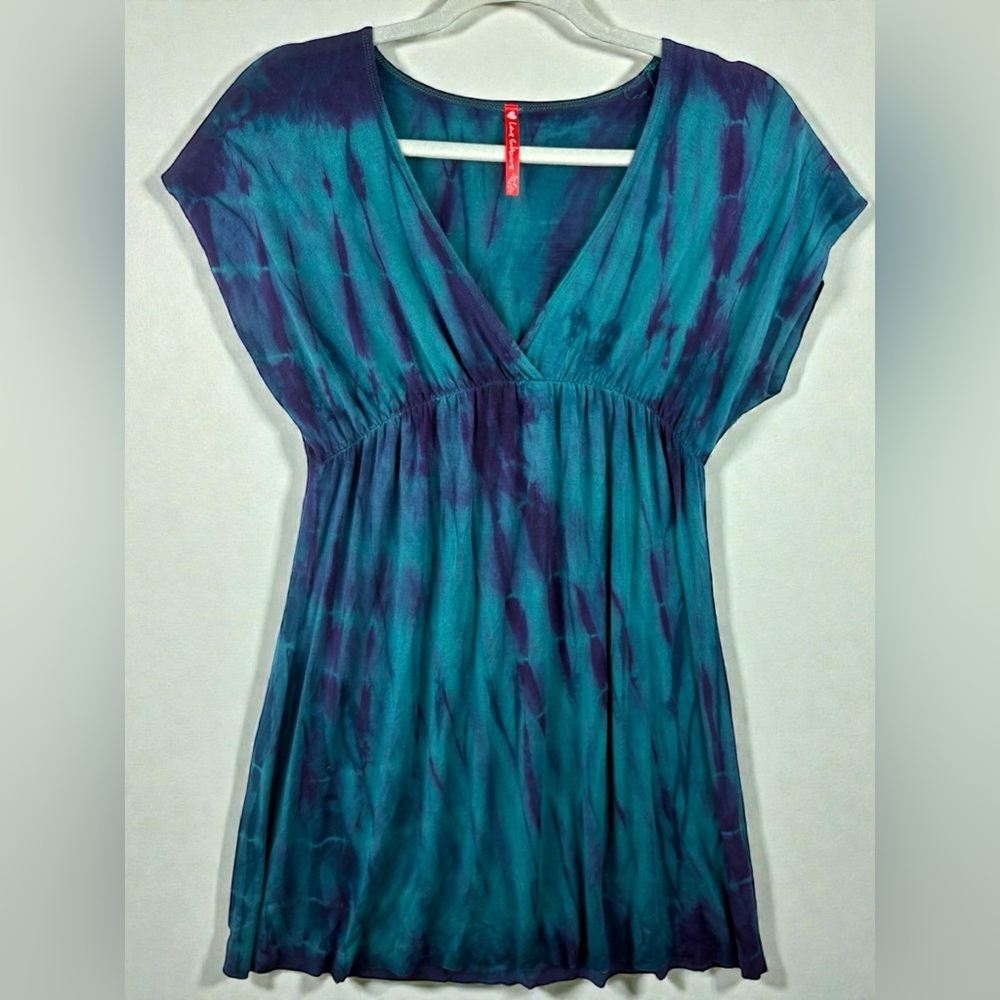Love Culture Y2K Babydoll Minidress Vneck Elastic Waisted Tie Dye Sz Medium